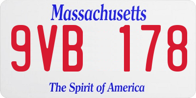 MA license plate 9VB178