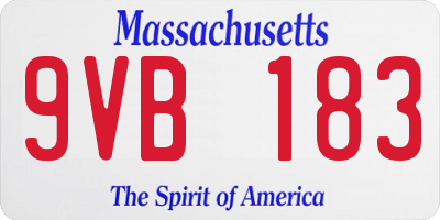 MA license plate 9VB183