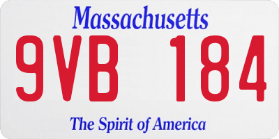 MA license plate 9VB184