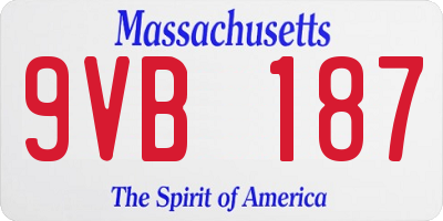 MA license plate 9VB187