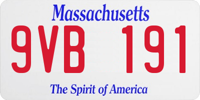 MA license plate 9VB191