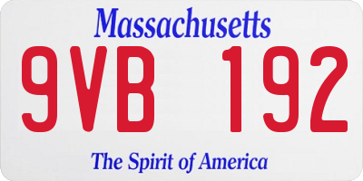 MA license plate 9VB192