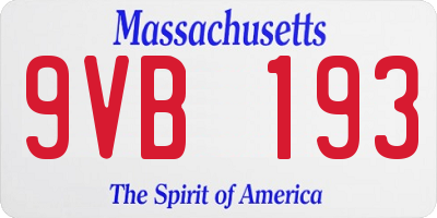 MA license plate 9VB193