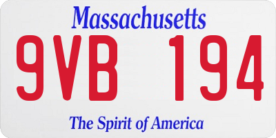 MA license plate 9VB194