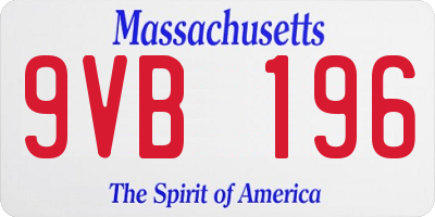 MA license plate 9VB196