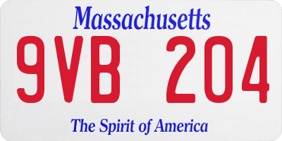 MA license plate 9VB204