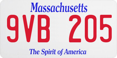 MA license plate 9VB205