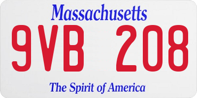 MA license plate 9VB208
