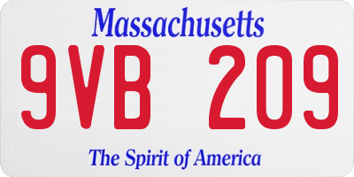MA license plate 9VB209