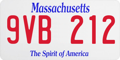 MA license plate 9VB212