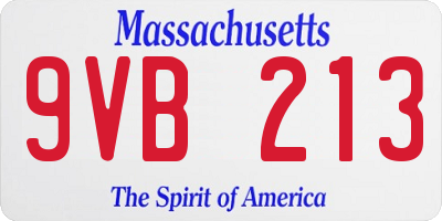 MA license plate 9VB213