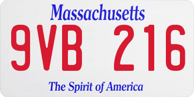 MA license plate 9VB216