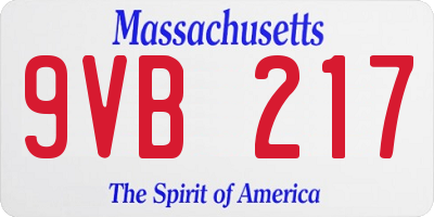 MA license plate 9VB217