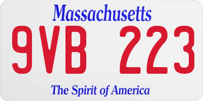 MA license plate 9VB223