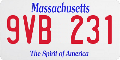 MA license plate 9VB231