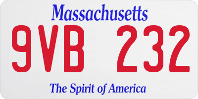 MA license plate 9VB232