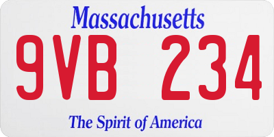 MA license plate 9VB234