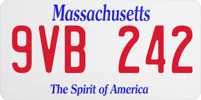 MA license plate 9VB242