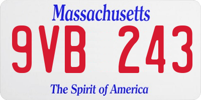 MA license plate 9VB243