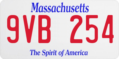 MA license plate 9VB254