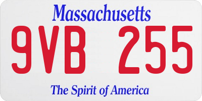 MA license plate 9VB255