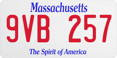 MA license plate 9VB257