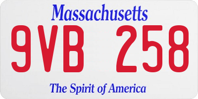 MA license plate 9VB258
