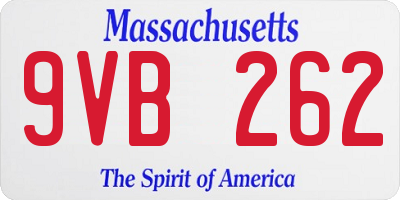 MA license plate 9VB262