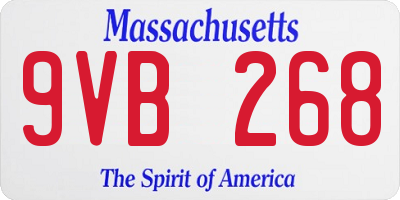 MA license plate 9VB268