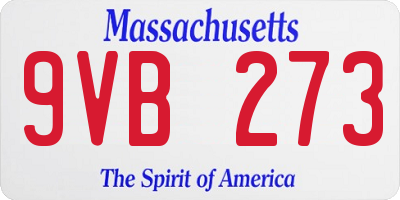 MA license plate 9VB273