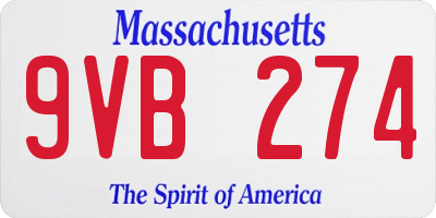 MA license plate 9VB274