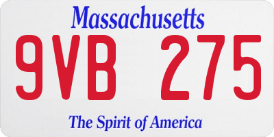 MA license plate 9VB275