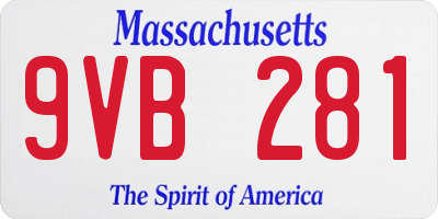 MA license plate 9VB281