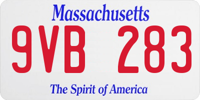 MA license plate 9VB283