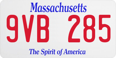 MA license plate 9VB285