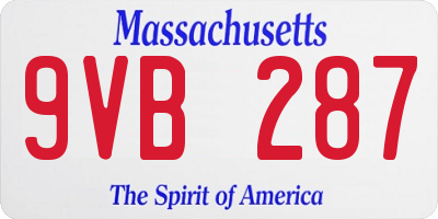 MA license plate 9VB287