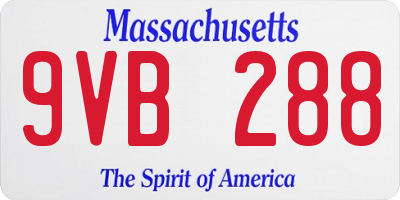 MA license plate 9VB288