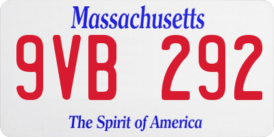 MA license plate 9VB292