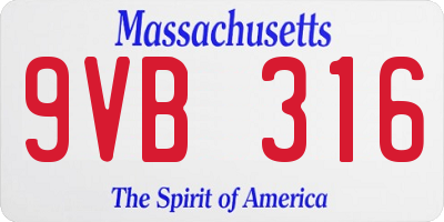 MA license plate 9VB316