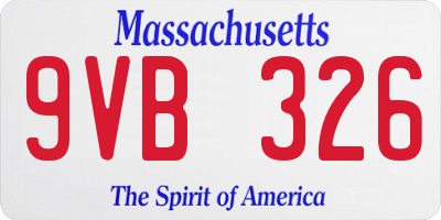 MA license plate 9VB326