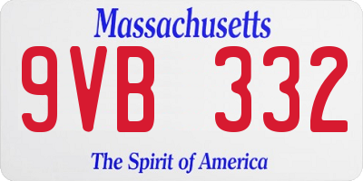 MA license plate 9VB332