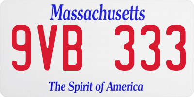 MA license plate 9VB333