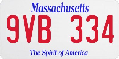 MA license plate 9VB334