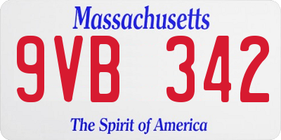 MA license plate 9VB342