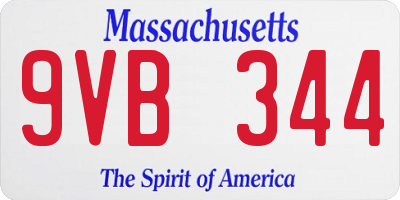 MA license plate 9VB344