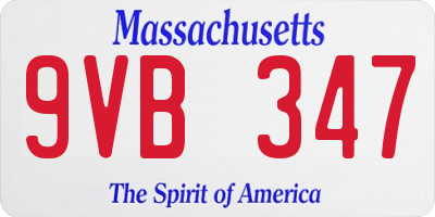 MA license plate 9VB347