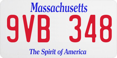 MA license plate 9VB348