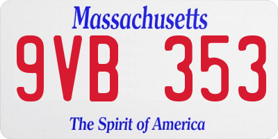 MA license plate 9VB353