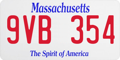 MA license plate 9VB354