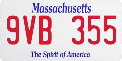 MA license plate 9VB355